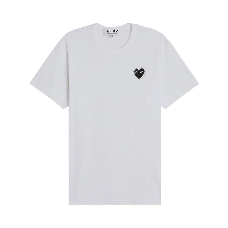 Comme des Garçons PLAY Emblem Rhinestone Heart T-Shirt White/Black