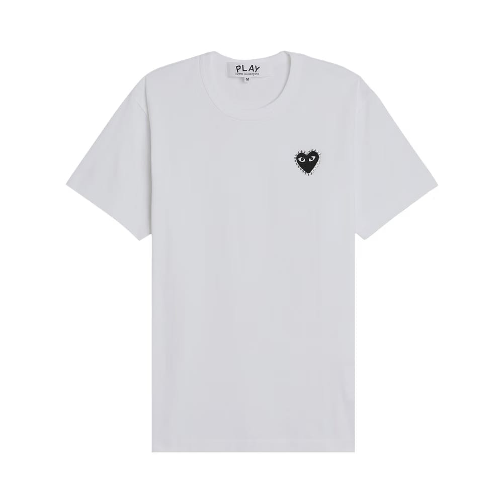 Comme des Garçons PLAY Emblem Rhinestone Heart T-Shirt White/Black