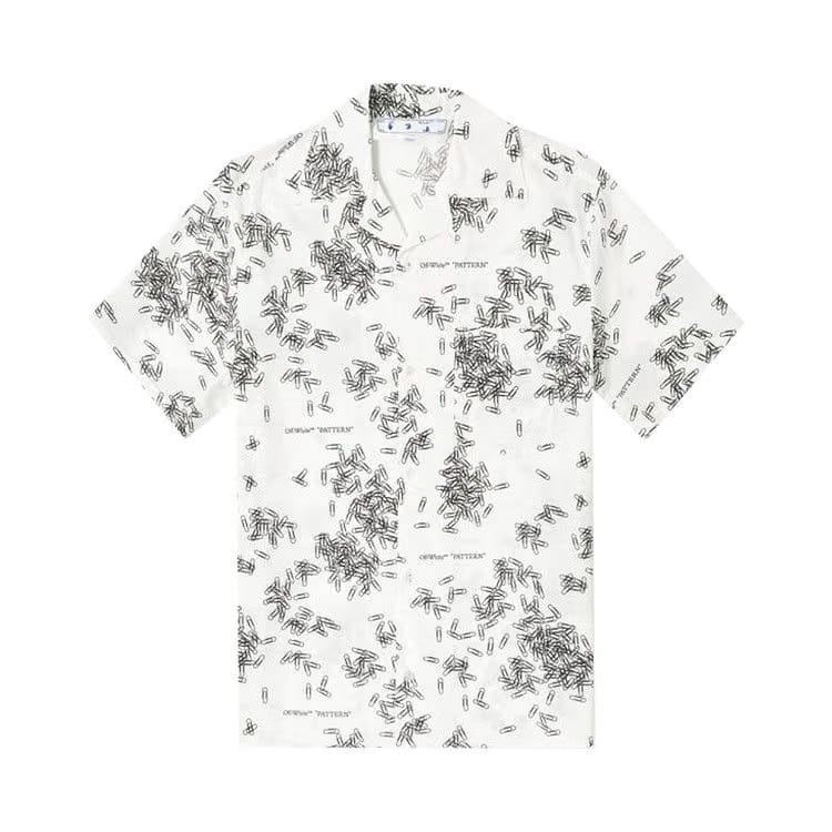 Off-White Allover Paperclip Print Holiday Shirt White/Black