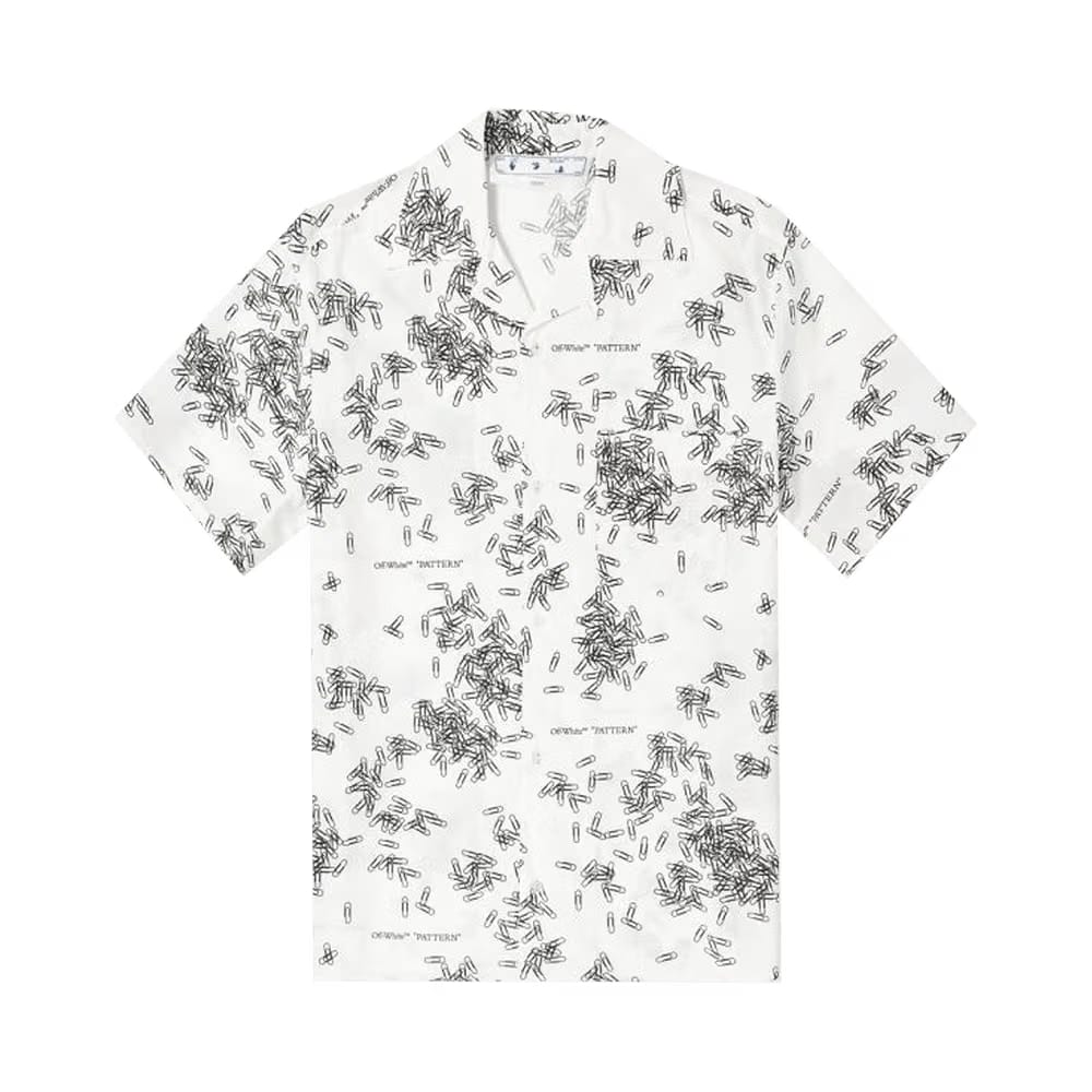 Off-White Allover Paperclip Print Holiday Shirt White/Black