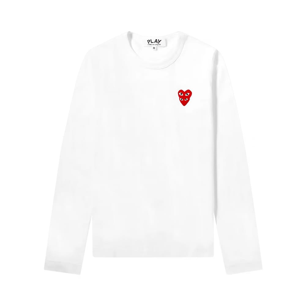 Comme des Garçons PLAY Double Heart Long-Sleeve T-Shirt White