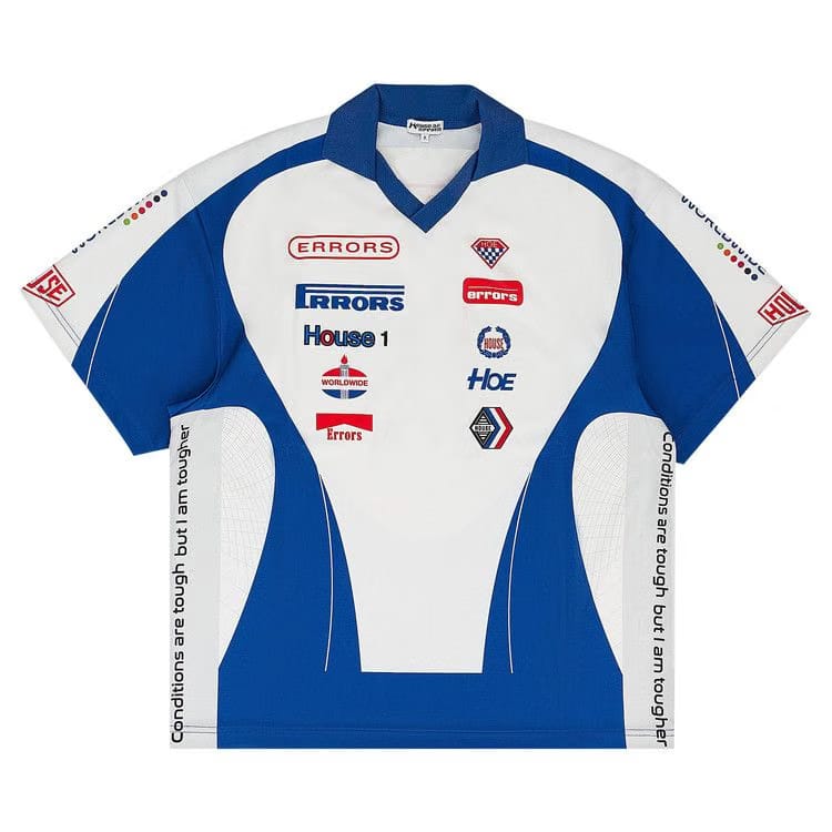 HOUSE OF ERRORS Moto Jersey T-Shirt 'White/Blue'