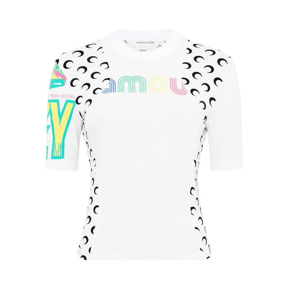 Marine Serre Regenerated Graphic Jersey Baby Fit T-Shirt White Aom Optical White