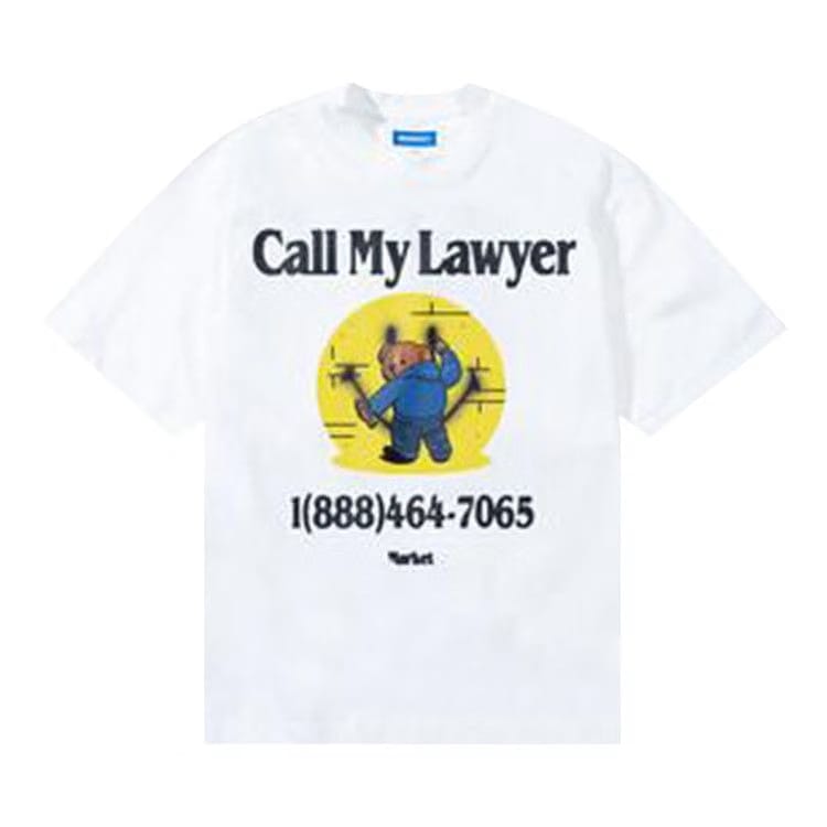 Market Smiley Call My Lawyer Bear T-Shirt White