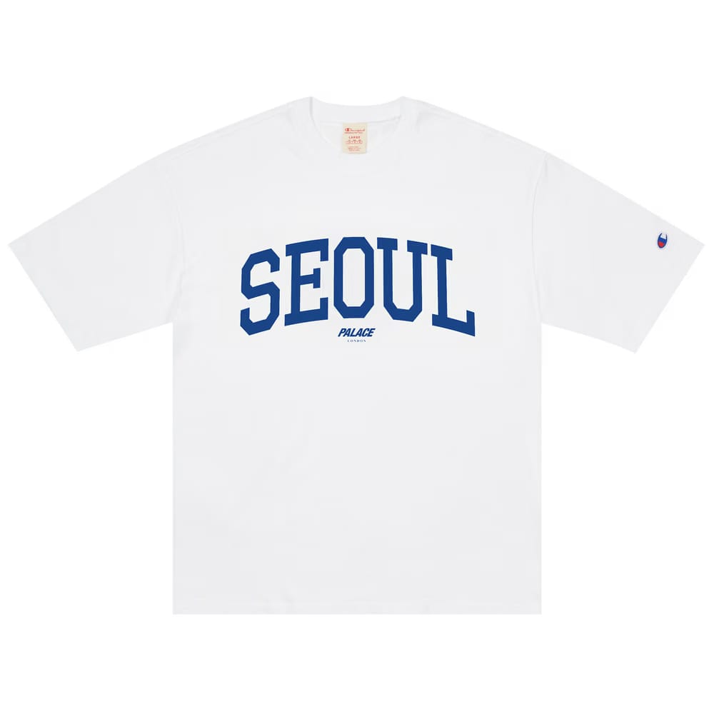 Palace Champion Shop T-Shirt Seoul White