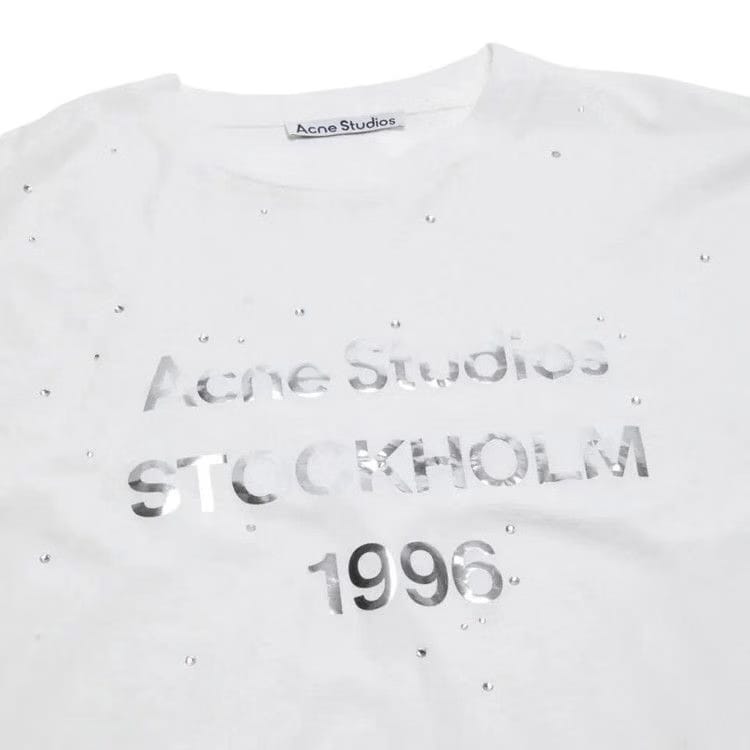 Acne Studios Logo Long-Sleeve Crewneck T-Shirt Optic White