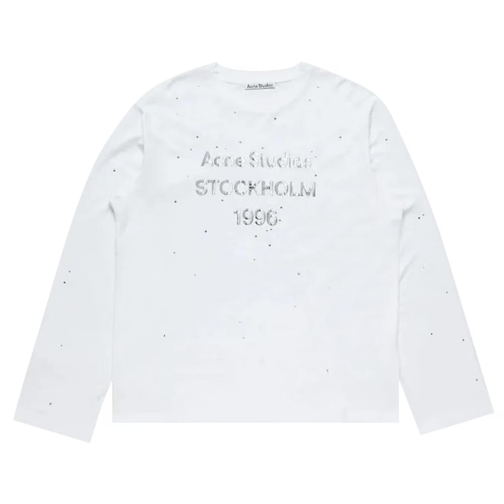 Acne Studios Logo Long-Sleeve Crewneck T-Shirt Optic White
