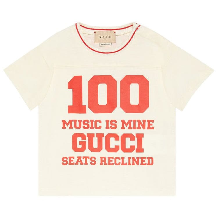 Gucci Kids Shorts-Sleeve Graphic Print T-Shirt White/Red