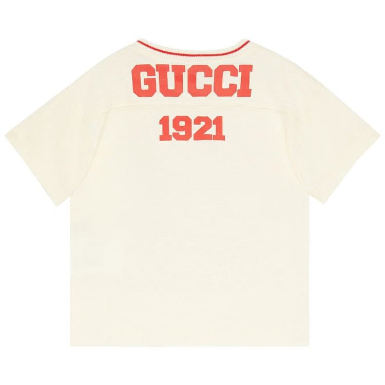 Gucci Kids Shorts-Sleeve Graphic Print T-Shirt White/Red