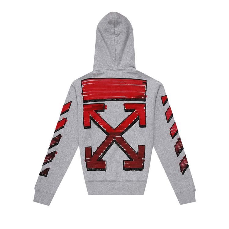 Off-White Marker Slim Hoodie Melange Grey/Red