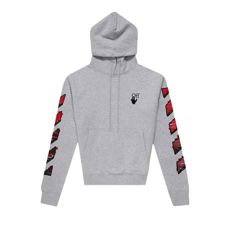 Off-White Marker Slim Hoodie Melange Grey/Red