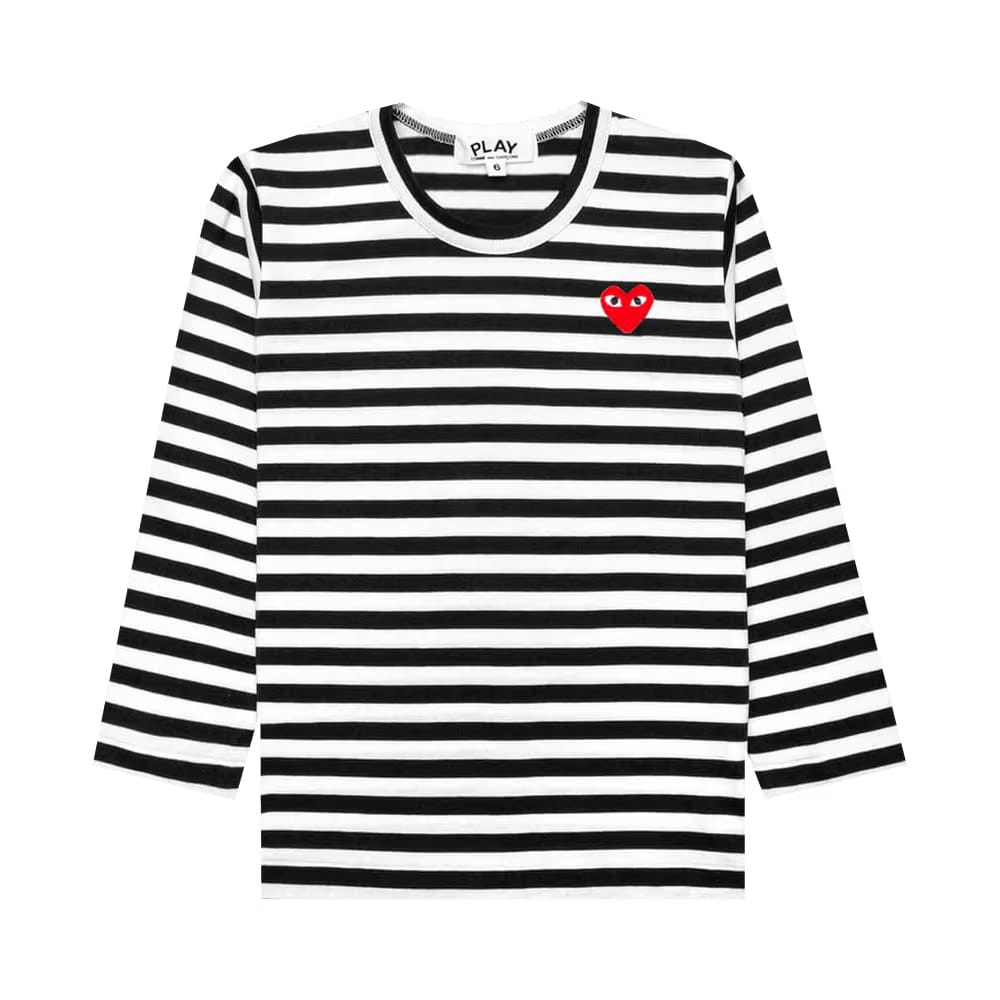 Comme des Garçons PLAY Kids Striped Heart Logo Long-Sleeve T-Shirt Black/White