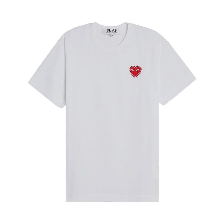 Comme des Garçons PLAY Emblem Rhinestone Heart T-Shirt White/Red