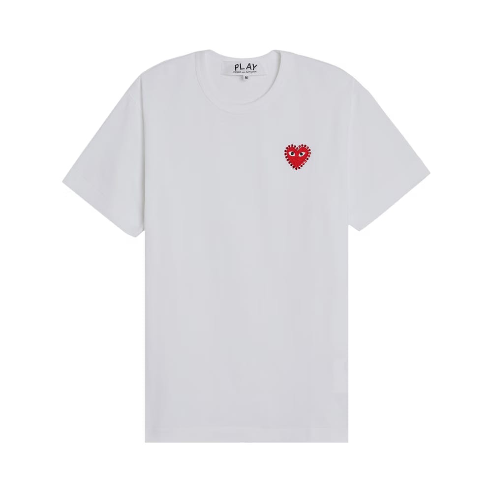 Comme des Garçons PLAY Emblem Rhinestone Heart T-Shirt White/Red