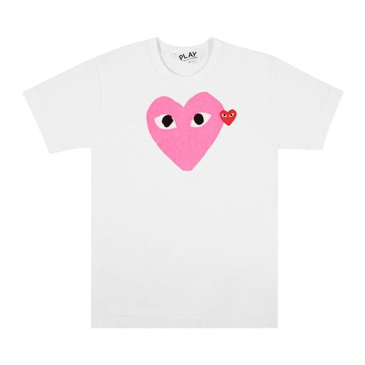 Comme des Garçons Shorts-Sleeve Play T-Shirt With Pink Heart Pink/White