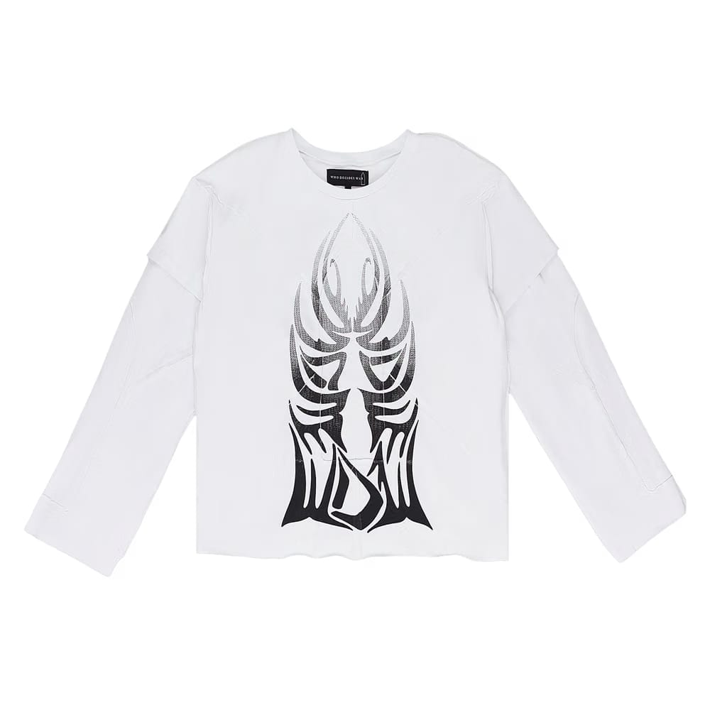Who Decides War Winged Gradient Long-Sleeve T-Shirt White
