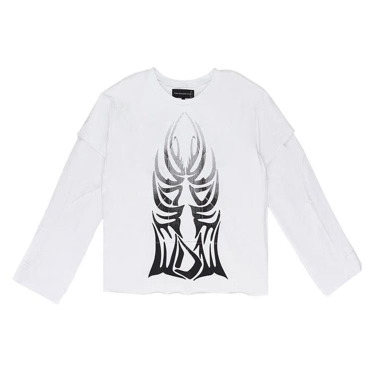 Who Decides War Winged Gradient Long-Sleeve T-Shirt White