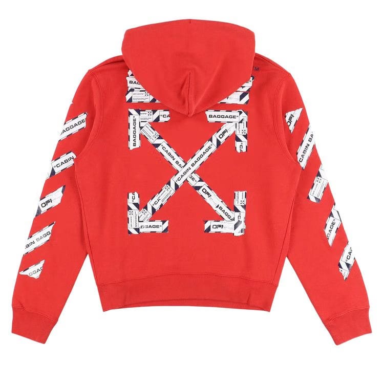 Off-White Baggage Tape Arrows Hoodie Red
