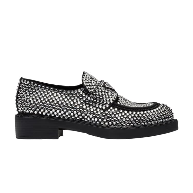 Prada Wmns Satin Loafer 'Black Studded Crystal'