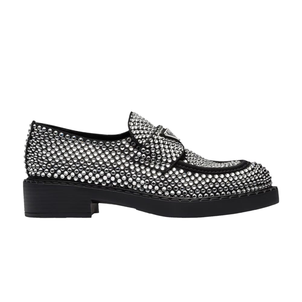 Prada Wmns Satin Loafer 'Black Studded Crystal'