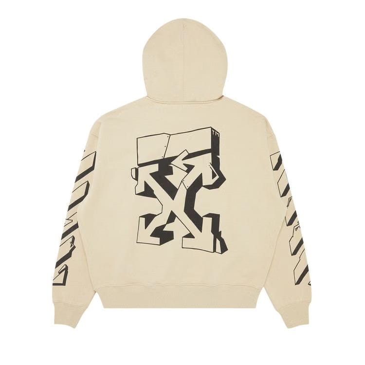 Off-White Graffiti Outline Skate Hoodie Dark Sand