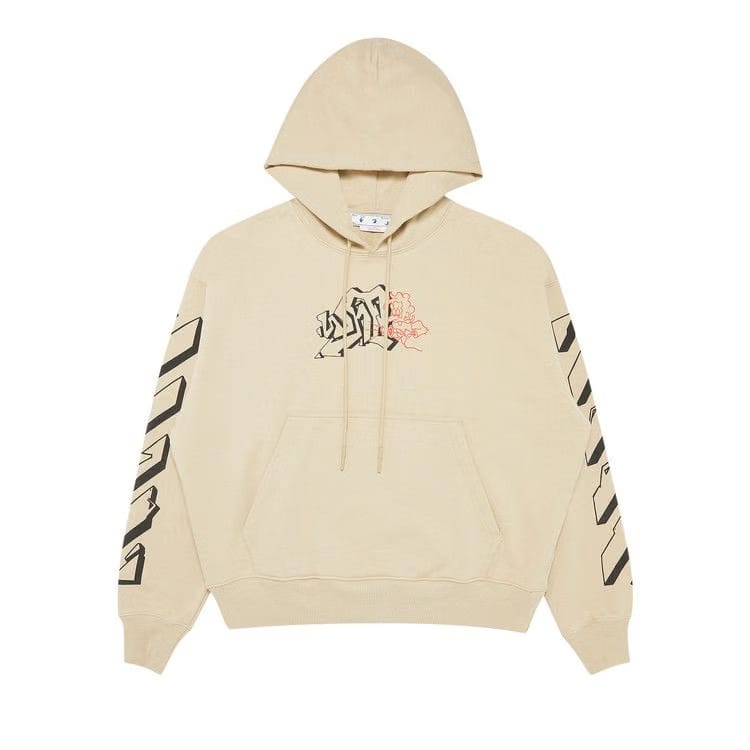 Off-White Graffiti Outline Skate Hoodie Dark Sand