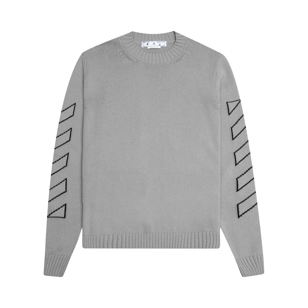 Off-White Diag Outline Knit Crewneck Medium Grey/Black