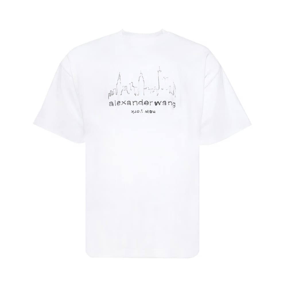 Alexander Wang Shorts-Sleeve T-Shirt W/ Graphic White