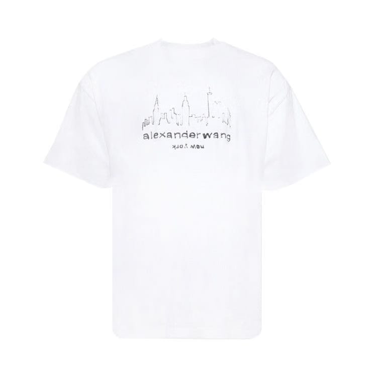 Alexander Wang Shorts-Sleeve T-Shirt W/ Graphic White