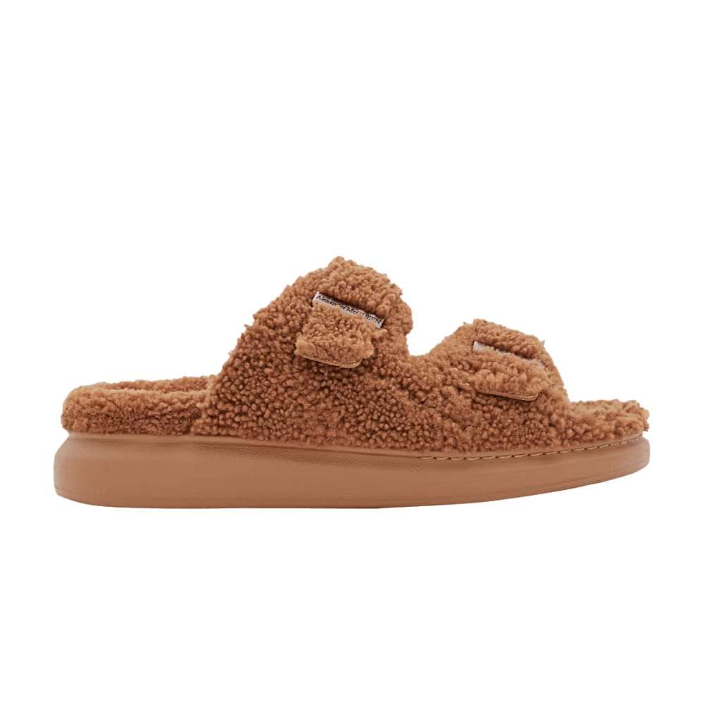 Alexander McQueen Curly Shearling Up Sandal Tobacco