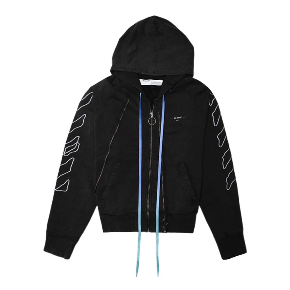 Off-White Abstract Arrows Double Zip Hoodie Black