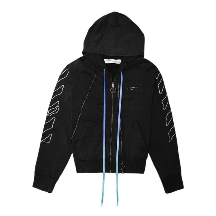 Off-White Abstract Arrows Double Zip Hoodie Black