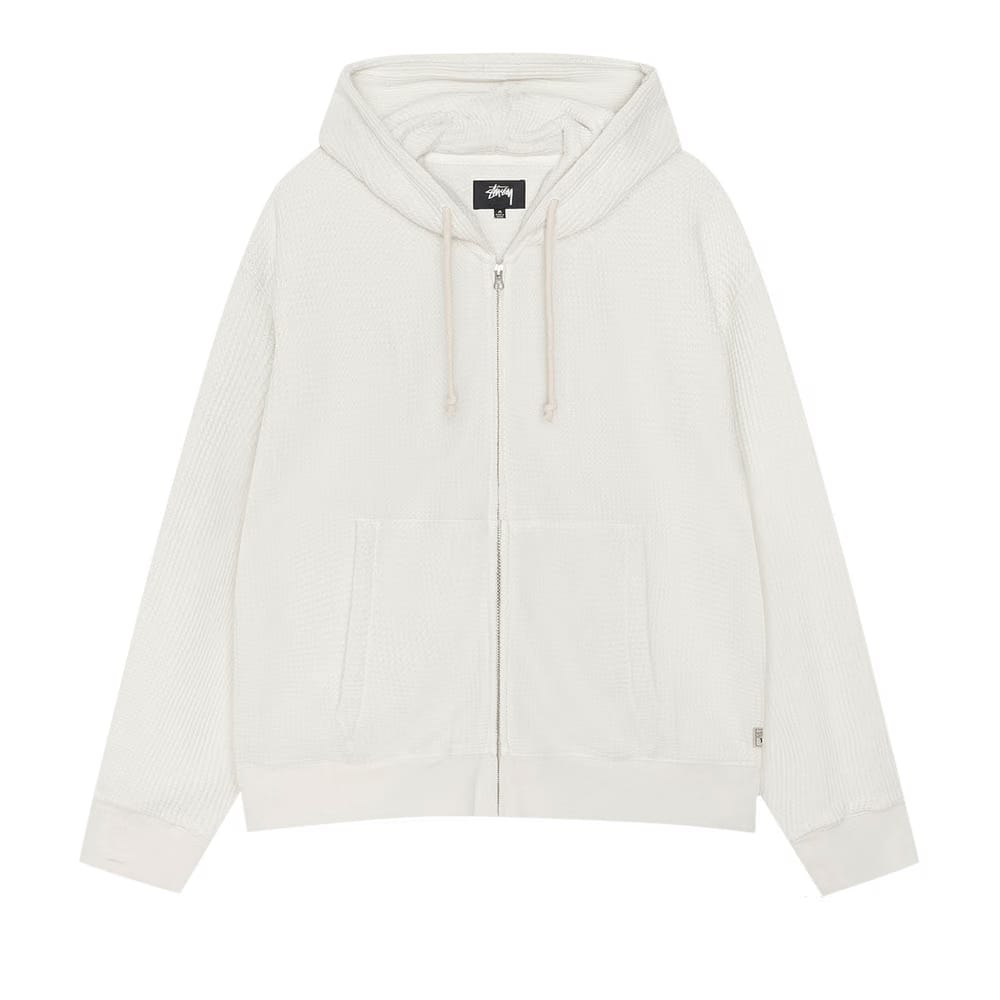 Stussy Double Layer Waffle Zip Hoodie Off White