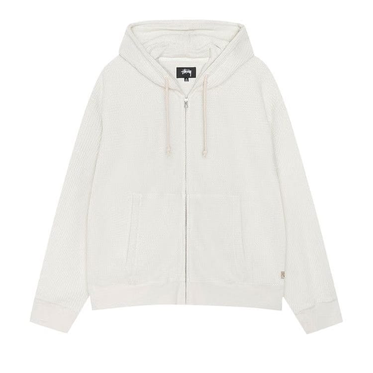 Stussy Double Layer Waffle Zip Hoodie Off White