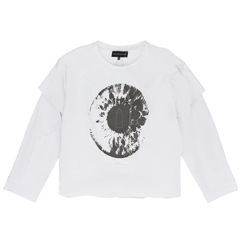 Who Decides War Eye Winged Logo Long-Sleeve T-Shirt White