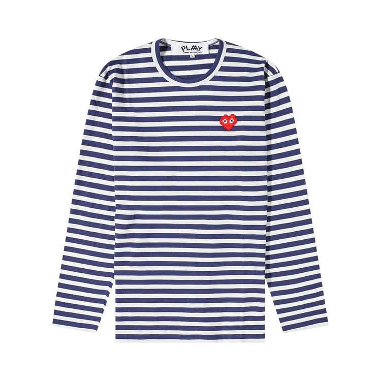 Comme des Garçons PLAY x Invader Striped Long-Sleeve T-Shirt White/Navy