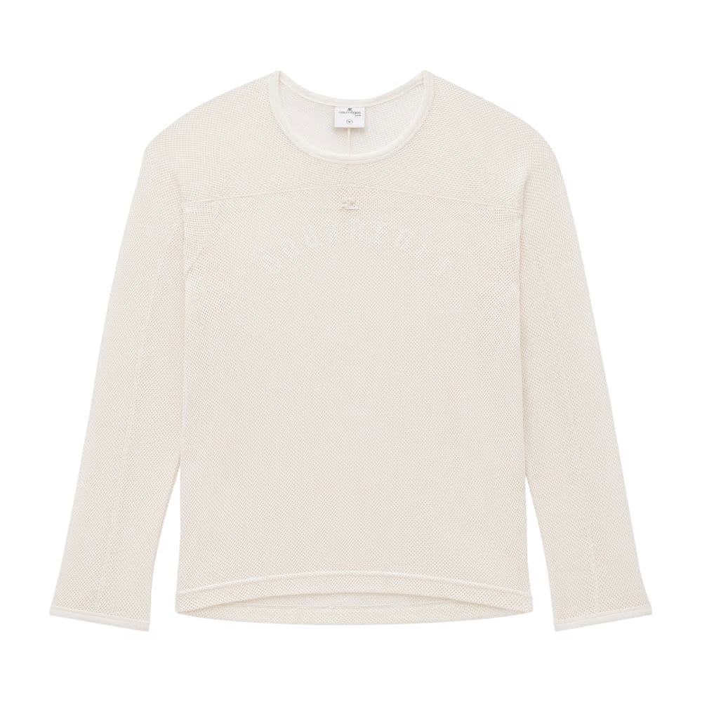 Courrèges Baseball Printed Mesh Long-Sleeve T-Shirt White