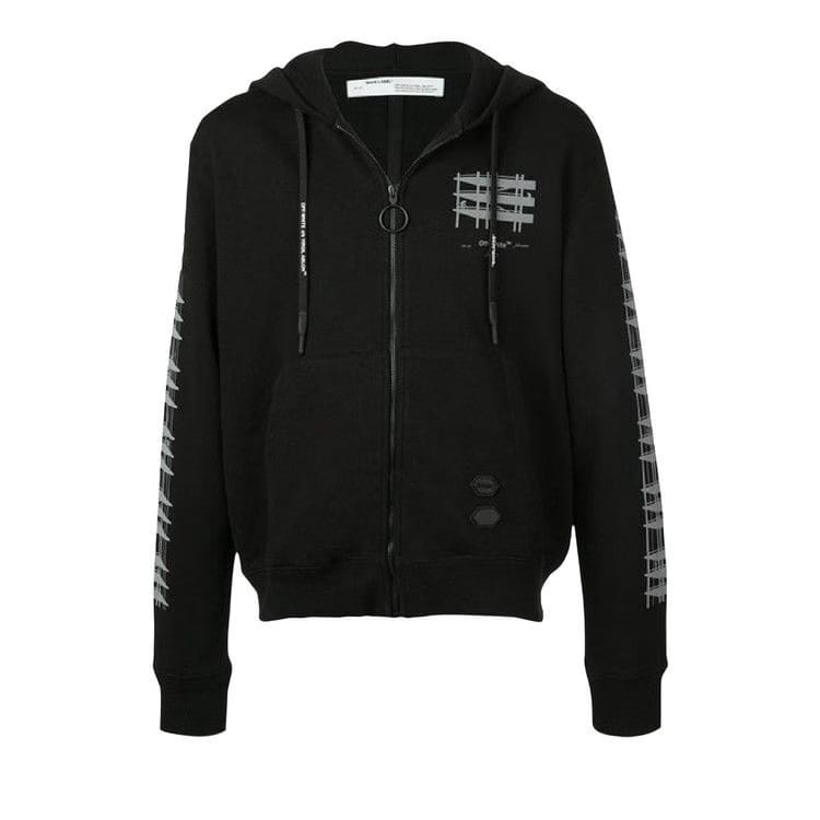 Off-White Diag Indus Slim Zipped Hoodie Black / Silver