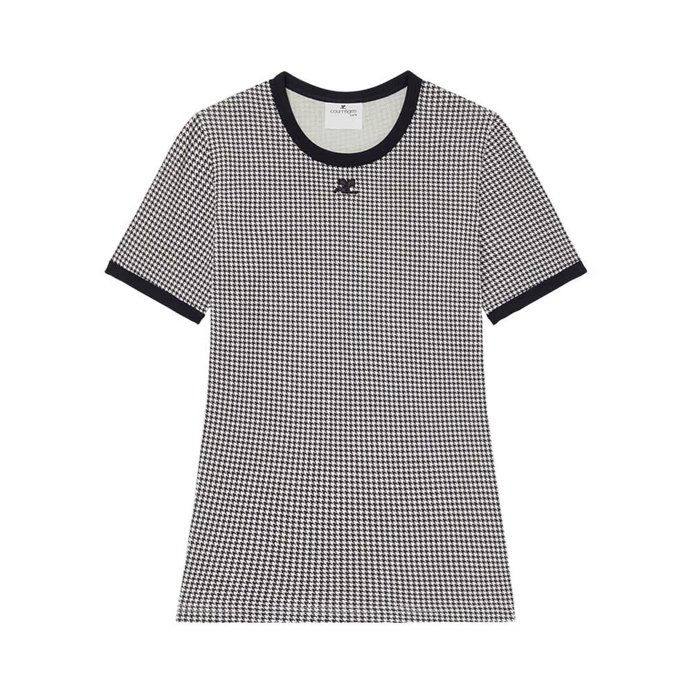 Courrèges Contrast Houndstooth T-Shirt Houndstooth White/Black