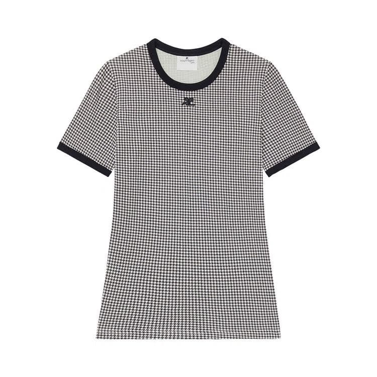 Courrèges Contrast Houndstooth T-Shirt Houndstooth White/Black