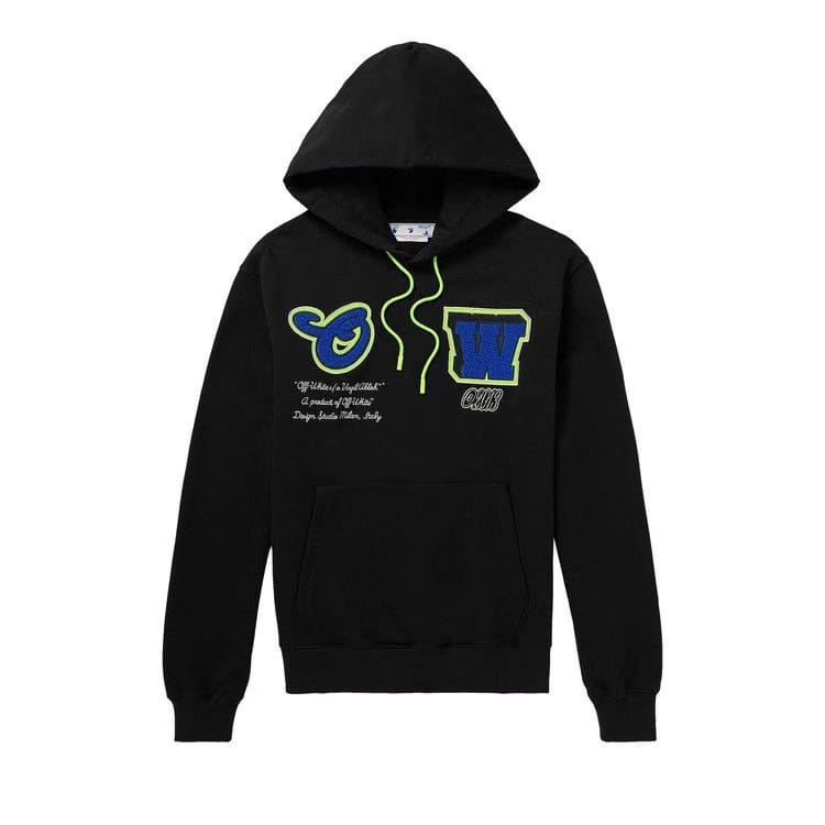 Off-White Varsity Patch Slim Hoodie Black/Blue
