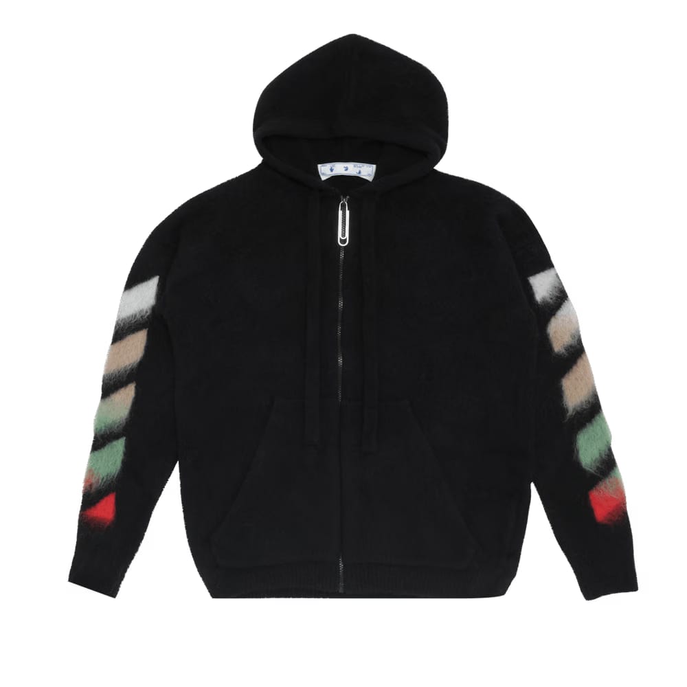 Off-White Diag Brushed Zip Hoodie Black/Multicolor
