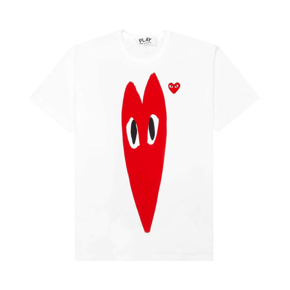 Comme des Garçons PLAY Red Emblem Long Heart T-Shirt White