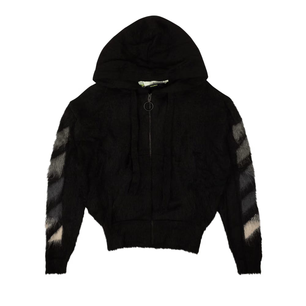 Off-White Brushed Mohair Zip Hoodie Black