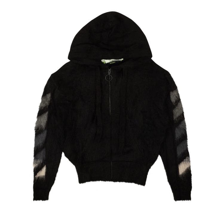 Off-White Brushed Mohair Zip Hoodie Black
