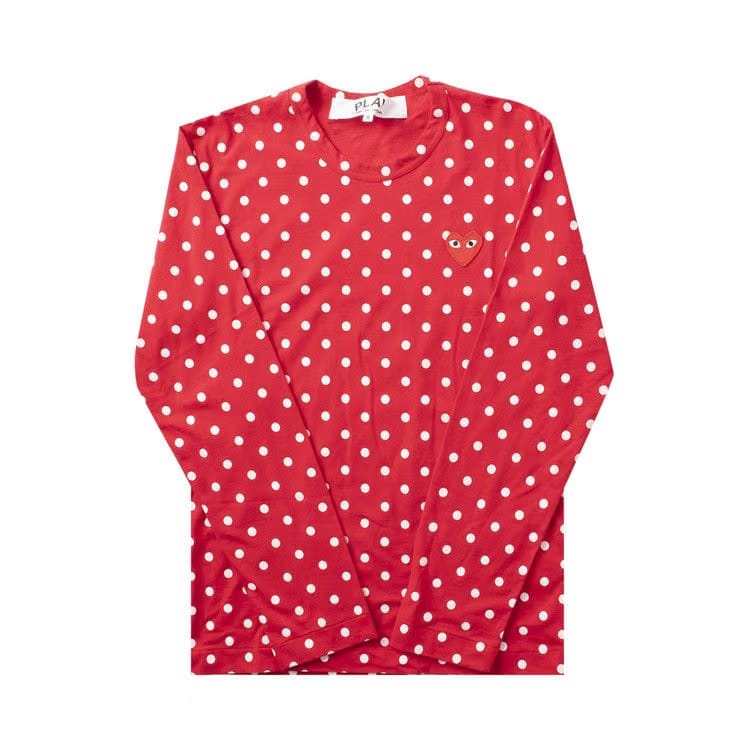 Comme des Garçons PLAY Polka Dot Heart Logo Long-Sleeve T-Shirt Red/White