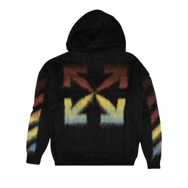 Off-White Diag Brushed Mohair Zip Hoodie Black/Rainbow