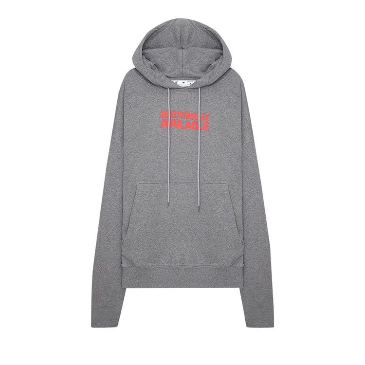 Off-White Slogan Print Hoodie Grey
