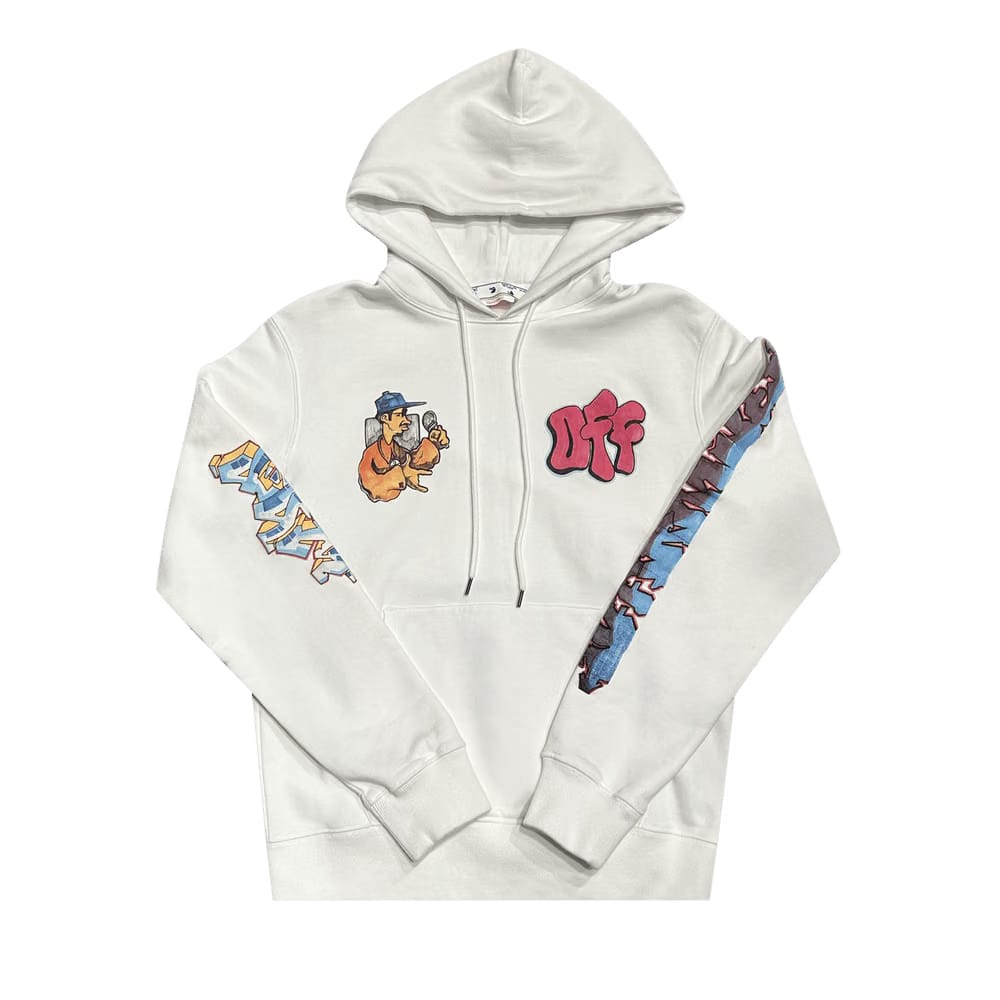 Off-White Spray Graffiti Pupp Slim Hoodie White/Multicolor