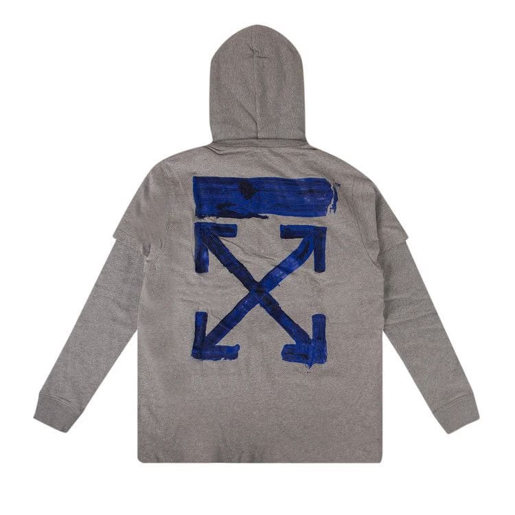 Off-White Oversized Logo Double Sleeve Hoodie Grey